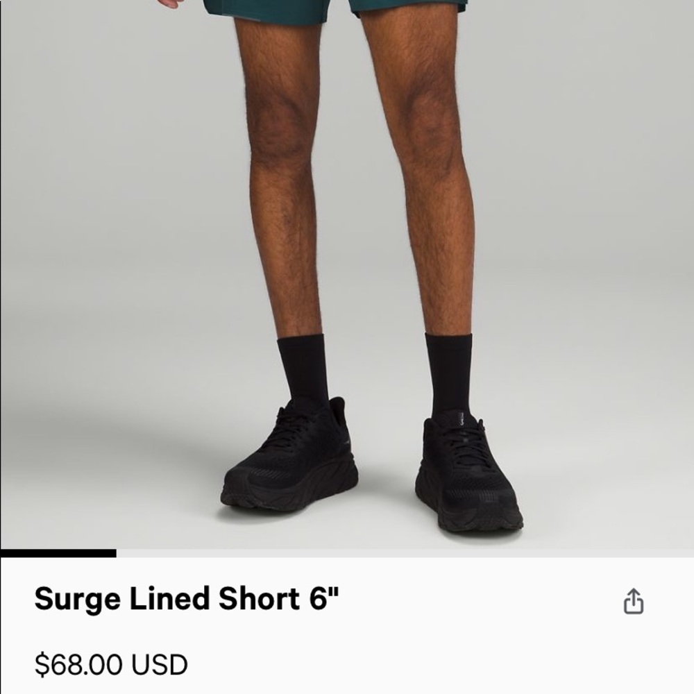Men’s Lululemon 6” Surge short size small